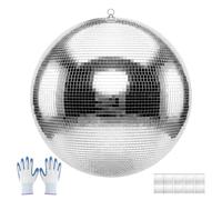 VEVOR Bola de Discoteca Diámetro de 600 mm Bola Disco de Espejos Plateada, Decoración para Fiestas Bodas Cumpleaños Festival de Música, con Gancho para Colgar, Efecto de Reflexión, Kit de Accesorios