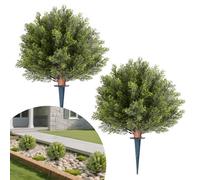 VEVOR Bola de Topiario Artificial de Ciprés para Exterior con Estaca, 406 mm, 2 uds, Plantas Artificiales, Arbustos de Imitación para Decoración, Porche, Patio, Jardín, Balcón y Patio Trasero