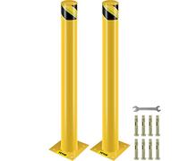 VEVOR Bolardo de Seguridad 107x11,4 cm 2 Piezas Bolardo de Seguridad de Tubo de Acero Recubrimiento de Polvo Amarillo Barrera de Seguridad con 8 Pernos de Anclaje para Aparcamiento, Peatones, Escuelas