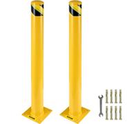 VEVOR Bolardo de Seguridad 107x14 cm 2 Piezas Bolardo de Seguridad de Tubo de Acero Recubrimiento de Polvo Amarillo Barrera de Seguridad con 8 Pernos de Anclaje para Aparcamiento, Peatones, Escuelas