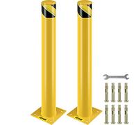 VEVOR Bolardo de Seguridad Metal 36x4.5, 2 Piezas Bolardo de Seguridad de Tubo Acero Recubrimiento de Polvo Amarillo Barrera de Seguridad con 8 Pernos de Anclaje para Aparcamiento, Peatones, Escuelas
