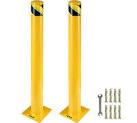 VEVOR Bolardo de Seguridad 91x14 cm 2 Piezas Bolardo de Seguridad de Tubo de Acero Recubrimiento de Polvo Amarillo Barrera de Seguridad con 8 Pernos de Anclaje para Aparcamiento, Peatones, Escuelas