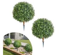 VEVOR Bolas de Boj Artificiales para Topiario de Exterior con Estaca, 559 mm, 2 uds, Plantas Artificiales, Arbustos de Imitación para Decoración, Porche, Patio, Jardín, Balcón y Patio Trasero
