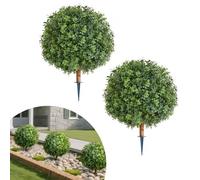 VEVOR Bolas de Boj Artificiales para Topiario de Exterior con Estaca, 559 mm, 2 uds, Plantas Artificiales, Arbustos de Imitación para Decoración, Porche, Patio, Jardín, Balcón y Patio Trasero