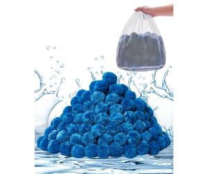 VEVOR Bolas de Filtro para Piscina 1,42 kg para Filtro de Arena de Piscina Medio Filtrante de Fibra de Poliéster Azul Reutilizable con Bolsa de Lavado para Piscina, Acuario, Tanque, Piscina Elevada