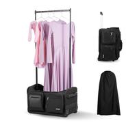 VEVOR Bolsa de Baile, con Perchero Ajustable en Altura, con Ruedas de 584,2 mm, Puerto USB, Cortina de Privacidad, para Viajes y Competiciones, Tejido Oxford 600D Laminado con PVC, Negro Mate