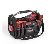 VEVOR Bolsa de Herramientas con 33 Bolsillos, Apertura Superior, Bolsa Organizadora Portátil con Base de Plástico, Correa Ajustable, Asa, Cremallera Grande para Mecánicos Contratistas Electricistas