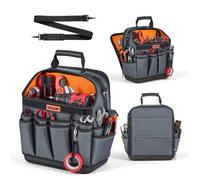 VEVOR Bolsa de Herramientas con 39 Bolsillos, Apertura Superior, Bolsa Organizadora Portátil con Correa Ajustable, Base de Plástico, Asa, Cremallera Grande para Mecánicos Electricistas Contratistas