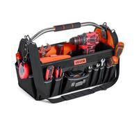 VEVOR Bolsa de Herramientas de 410 mm con 33 Bolsillos, Apertura Superior, Bolsa Organizadora Portátil con Correa de Hombro Ajustable, Asa, Cremallera Grande para Mecánicos Electricistas Contratistas