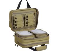 VEVOR Bolsa de Tiro para 2 Pistolas Estuche Blando con 2 Bolsas de Pistola Extraíbles Integradas y 6 Cargadores, Bolso de Hombro para Pistolas para Caza y Tiro al Aire Libre con Cerradura, Marrón