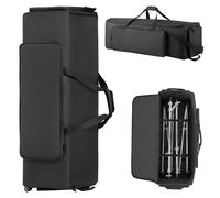 VEVOR Bolsa de Transporte para Herrajes de Batería, 90 x 35 x 32 cm, Funda para Hardware de Batería con Ruedas Correa de Hombro, 1680D Impermeable Antichoque, para Soportes Pedal Accesorios, Negro