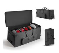VEVOR Bolsa de Transporte para Kit de Batería Electrónica, 920 x 420 x 410 mm, Bolsa de Viaje con Ruedas Divisores Ajustables Correa de Hombre Desmontable, para Caja Tom Bombo Cables Baquetas, Negro