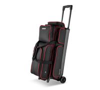 VEVOR Bolsa para 3 Bolas con Ruedas Dobles, Compartimento Separado a Zapatos hasta Talla 16 EE. UU., y Bolsillo Extragrande para Accesorios, Asa Retráctil 105 cm, 790 x 320 x 390 mm, Negro Rojo