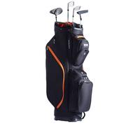 VEVOR Bolsa para Carrito Premium de 365 x 300 x 920 mm de Golf con Organizador de 14 Vías en la Parte Superior, 13 Bolsillos, con Asas, Cubierta Antipolvo y Correas Desmontables, Negro y Naranja