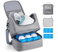 VEVOR Bolsa Portátil para Extractor de Leche, 285 x 190 x 270 mm, con Bolsa de Hielo y 6 Compartimentos, Compatible con S1/S2, Accesorios de Extracción y Almacenamiento de Leche Materna, Gris