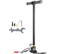 VEVOR Bomba de Aire 4.500 PSI, Inflador de Aire de Bomba con Manómetro de Alta Presión, Inflador de Bomba de Mano de Tres Etapas, Bomba de Aire de Acero Inoxidable de Bicicletas de Pie y Carretera