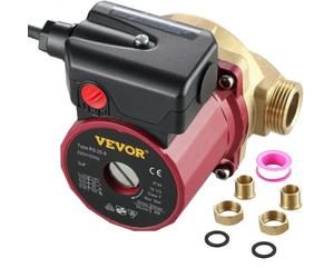 VEVOR Bomba de Circulación de Agua Flujo de 50 L/ min, Circulación de 3 Velocidades, 5,3 GPM, 90 W, 0,8 A, para Ducha, Lavadora, Electrónica, Automática, para Hogar