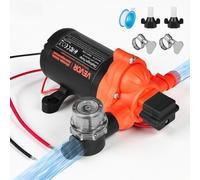 VEVOR Bomba de Diafragma, 12 V DC, 15,1 L/min, Autocebante, de 3 Cámaras con Presostato Automático, Presión de 2,75 Bar, para Autocaravanas, Caravanas, Barcos, Yates y Lavaderos de Coches, 156 W