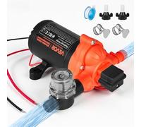 VEVOR Bomba de Diafragma, 12 V DC, 15,1 L/min, Autocebante, de 3 Cámaras con Presostato Automático, Presión de 2,75 Bar, para Autocaravanas, Caravanas, Barcos, Yates y Lavaderos de Coches, 156 W