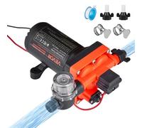 VEVOR Bomba de Diafragma, 12 V DC, 18,9 L/min, Autocebante, de 4 Cámaras con Presostato Automático y Presión de 4,8 Bar, para Autocaravanas, Caravanas, Barcos, Yates y Lavaderos de Coches, 192 W