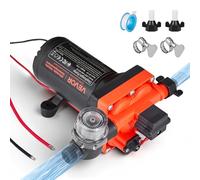 VEVOR Bomba de Diafragma, 12 V DC, 22,7 L/min, Autocebante, de 4 Cámaras con Presostato Automático y Presión de 4,8 bar, para Autocaravanas, Caravanas, Barcos, Yates y Lavaderos de Coches, 204 W