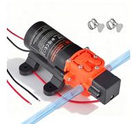 VEVOR Bomba de Diafragma, 4,5 L/min, Autocebante, de 2 Cámaras con 2 Abrazaderas, Presión Máxima de 5,5 Bar, Funcionamiento Silencioso, para Autocaravanas, Caravanas, Barcos y Riego de Jardines