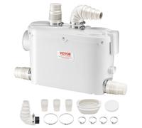 VEVOR Bomba de Eliminación de Triturador 500 W Bomba de Aguas Residuales Caudal Máximo de 6600 L/h Elevación de 8 m Bomba Trituradora de Alcantarillado con 3 Entradas de Agua para Inodoro Cocina Ducha