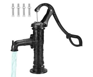 VEVOR Bomba de Mano de Hierro Fundido 40 x 15 x 68 cm Bomba de Agua Manual Antigua, Profundidad Máxima de Bomba de 6 m, Bomba Manual Decorativa para Jardín al Aire Libre con Mango Ergonómico, Negro