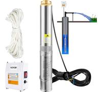 VEVOR Bomba de Pozo Profundo Motor de 370 W Bomba Sumergible para Pozo 230V50Hz Bomba de Agua Sumergible para Pozos Flujo Máximo de 110 L/min con Caja de Control Externa para Tierras de Cultivo Minas