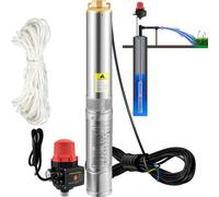 VEVOR Bomba de Pozo Profundo Motor de 750 W Bomba Sumergible para Pozo 230V 50Hz Bomba de Agua Sumergible para Pozos Flujo Máximo de 105 L/min con Interruptor Automático para Tierras de Cultivo Minas