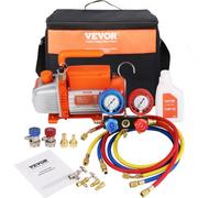 VEVOR Bomba de Vacío Aire Acondicionado 100 L/min Bomba de Vacío Refrigeración HVAC 150 W Kit Manómetros y Manguera Goma Tricolor 1440 rpm Bolsa de Transporte para R134a R1234yf Auto Frigorífico