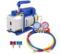 VEVOR Bomba de Vacío Aire Acondicionado 3 CFM 1/4 HP Bomba de Vacío Refrigeración 85 L/Min HVAC 1 Etapa con Medidor de Colector Antireflujo Aceite para Aire Acondicionado Doméstico Coches Automoción