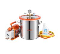 VEVOR Bomba de Vacío de 3,5 CFM 99 L/min, Cámara de Vacío de Acero Inoxidable de 11,4 L, con Tapa de Vidrio Templado, Botella de Aceite de 200 ml y Manguera de 1,5 m, Para Estabilización de Madera