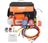 VEVOR Bomba de Vacío de Aire Acondicionado 113 L/min Bomba de Vacío de Refrigeración HVAC 180 W con Manómetros Múltiples Kit de Manguera Tricolor 1450 RPM para Refrigeración de Aire Acondicionado