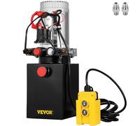 VEVOR Bomba Hidráulica con Doble Efecto 4L, para Remolque de Coches, Depósito de Metal, Bomba Hidráulica Remolque Tanque 12V, Bomba Hidráulica con Efecto Doble para Remolque Volquete