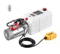 VEVOR Bomba Hidráulica de Acción Simple 7 Cuartos 12 V CC, 1,6 kW, Blanco | Para Remolques Basculantes, Mesas Elevadoras, Presión Máxima de Alivio de 22 MPa, Caudal de 3,4 L/min, Instalación Horizontal