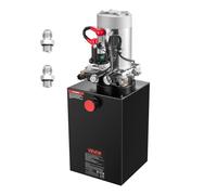 VEVOR Bomba Hidráulica de Efecto Doble 12 Cuartos 12 V CC, Bomba del Remolque Volquete Caudal de 3,4 L/min, con Depósito Metálico para Elevación de Vehículos, Elevadores de Tijera, Apiladores