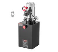 VEVOR Bomba Hidráulica de Simple Efecto 15 Cuartos 12 V CC, Bomba del Remolque Volquete Caudal de 3,4 L/min, con Depósito Metálico para Elevación de Vehículos, Elevadores de Tijera, Apiladores