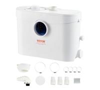 VEVOR Bomba Maceradora, 700W, Flujo 9600 L/h, Cabezal 10 m, Bomba Maceradora para Eliminación de Aguas Residuales con 3 Entradas de Agua para Inodoro, Sótano, Cocina, Fregadero, Ducha, Bañera