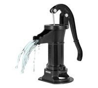 VEVOR Bomba Manual Vintage Antigua, 7,6 m de Elevación, de Hierro Fundido, con Un Mango Curvo, para Pozo, con Conexión NPT, para Jardín, Estanque, Patio y Granja, Color Negro, 230 x 180 x 400 mm