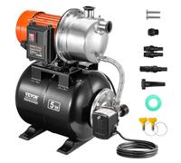 Bomba para pozos poco profundos VEVOR de 1,6 HP con tanque de presión, 1320 GPH, bomba de refuerzo de agua de riego automática con tanque de presión de 5 galones, interruptor de presión de 30/50 PSI, 