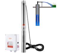 VEVOR Bomba Sumergible de Acero Inoxidable para Pozo Profundo 2200W 9,8 m³/h Caudal 144 m Cabezal IP68 a Prueba de Agua con Cable de 19,4 m y Caja de Control Externa para Uso Industrial y Doméstico