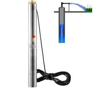 VEVOR Bomba Sumergible de Acero Inoxidable para Pozo Profundo 750 W 60 Hz 7,1 m³/h Flujo Máximo 75 m Cabezal Máximo con Cable Eléctrico de 9,1 m Grado Impermeable IP68 para Uso Industrial y Hogar