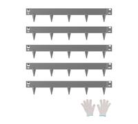 VEVOR Borde de Acero Galvanizado para Paisajismo, 990x156x1,5 mm, 5 Piezas de Borde de Metal Resistente a la Oxidación con Dientes Afilados, Divisor de Camino para Parterres de Flores, Gris Oscuro