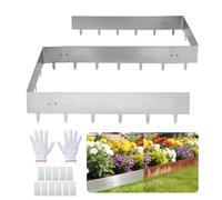 VEVOR Borde de Césped de Acero Corten, 1 m x 23 cm, 10 Piezas de Borde, 11 Placas de Conexión, Delimitador Metálico Exterior, Bordura de Jardín de Metal con Guantes para Paisajismo Parterres Senderos
