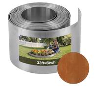 VEVOR Borde de Césped de Acero Corten 10 m x 15 cm, Delimitador Exterior en Rollo, Separador Metálico Resistente, Bordura de Jardín Flexible con 1 Par de Guantes para Parterres Senderos Paisajismo