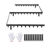 VEVOR Borde de Césped de Acero Galvanizado, 1016 x 114 mm, 11 Placas de Conexión, 10 Piezas de Borde, Delimitador Exterior Metálico, Bordura de Jardín con Guantes para Senderos Parterres Paisajismo
