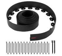 VEVOR Borde de Jardín, 10 m x 10 cm, Borde de Césped de Plástico con 30 Clavos y 2 Estacas de Tierra, Borde Paisajístico de Valla para Parterres, Pavimento de Jardín y Caminos de Grava, Negro