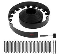 VEVOR Borde de Jardín, 20 m x 10 cm, Borde de Césped de Plástico con 60 Clavos y 2 Estacas de Tierra, Borde Paisajístico de Valla para Parterres, Pavimento de Jardín y Caminos de Grava, Negro