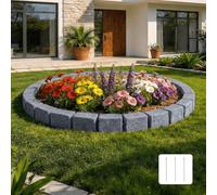 VEVOR Borde de Jardín Efecto de Piedra 1190 x 100 x 155 mm, Bordura Jardín Exterior, Sección de 6 Ladrillos, con Estacas de Fijación, Plástico, Borde Decorativo para Patio Césped Flores Estanque, Gris